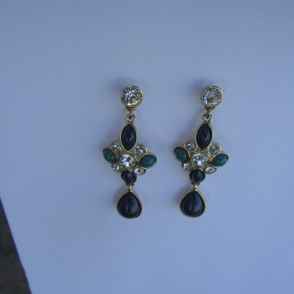 DANGLE rhinestone post earrings - Picture 3 of 5